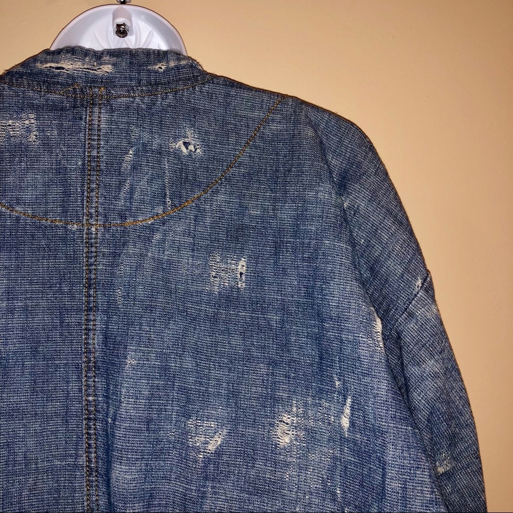 FREE PEOPLE Distressed Denim Jacket - Picture 7 of 7